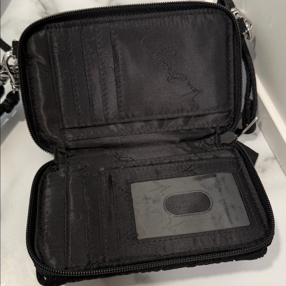Vera Bradley Black Quilted Mini Crossbody Wristlet - Picture 7 of 8